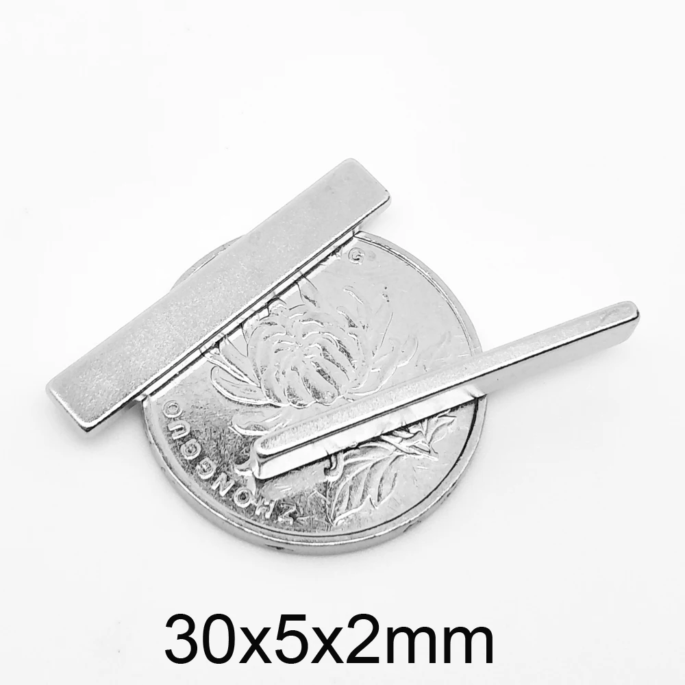 

10/20/50/100/150/200 шт. 30x5x2 мм тонкие квадратные Постоянные неодимовые магниты 30x5x2 блочные мощные магнитные магниты 30*5*2