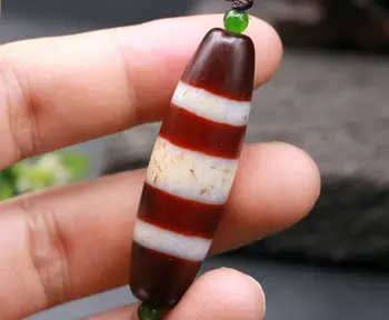 

Treasure Magic LKbrother unique 5A Magic Power Tibetan Old Agate 3 stripe dZi Bead Amulet 50MM