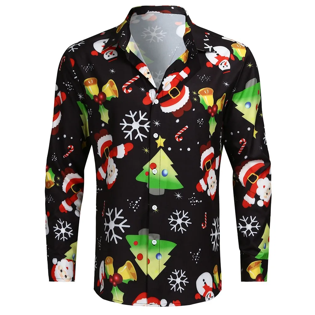 Camisa masculina, Рождественская рубашка, блуза, мужская повседневная рубашка на пуговицах, топ, блузки, 10,28