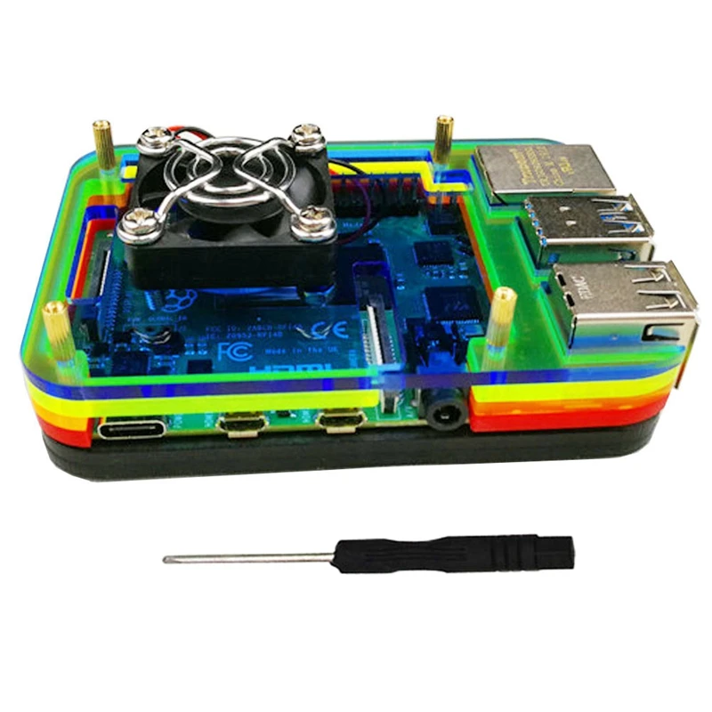 Для Raspberry Pi акриловый чехол с охлаждающим вентилятором для Raspberry Pi 4 Модель B