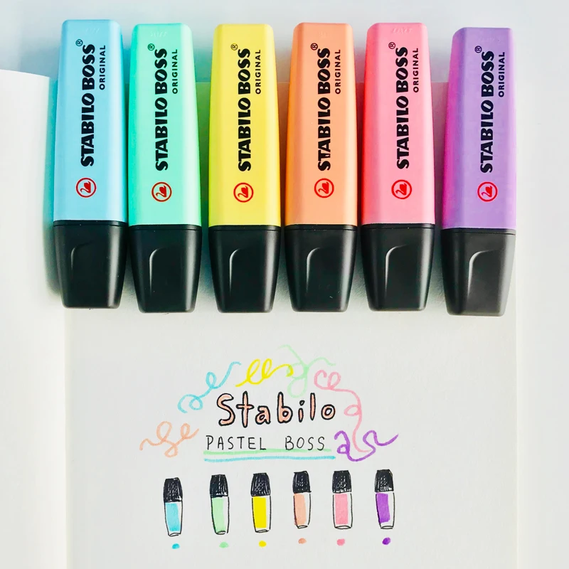 1pcs STABILO BOSS Original Pastel Color Highlighter Marker Pen 2/5mm Chisel  Tip Liner Drawing Paint School A6507 - AliExpress