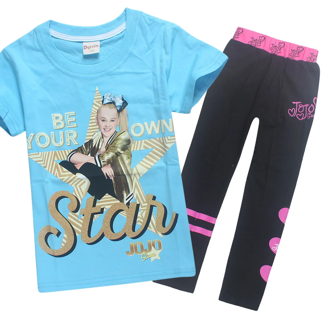 Новые летние детские футболки с рисунком JOJO SIWA хлопковые футболки с круглым вырезом для маленьких девочек комплекты с короткими рукавами для мальчиков и девочек футболки - Цвет: PS8361-blue