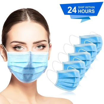 

Hot Sale 100Pcs Mouth Face Mask 3-layer Disposable Non-Woven Mascarillas Anti-Dust Mask Filter Dustproof Earloop Fast delivery