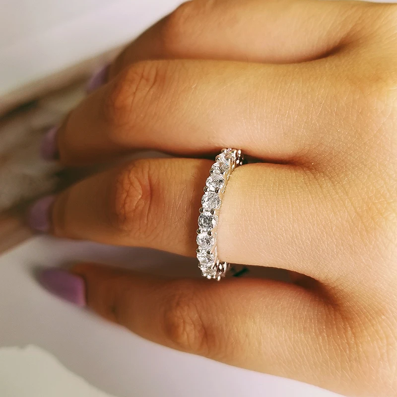 Женское Обручальное кольцо из твердого настоящего стерлингового серебра 925