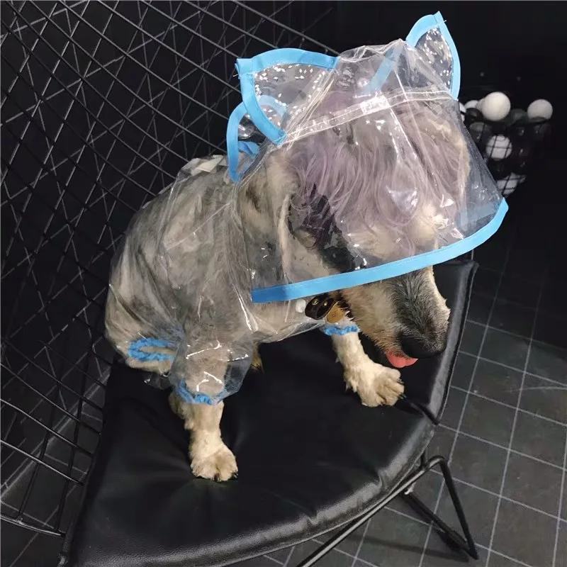 Прозрачный плащ с шляпой, водонепроницаемая собачка для щенков дождевые пальто, плащ для домашних животных для маленьких собак, одежда для домашних животных, Шнауцер Йоркширский XPC02