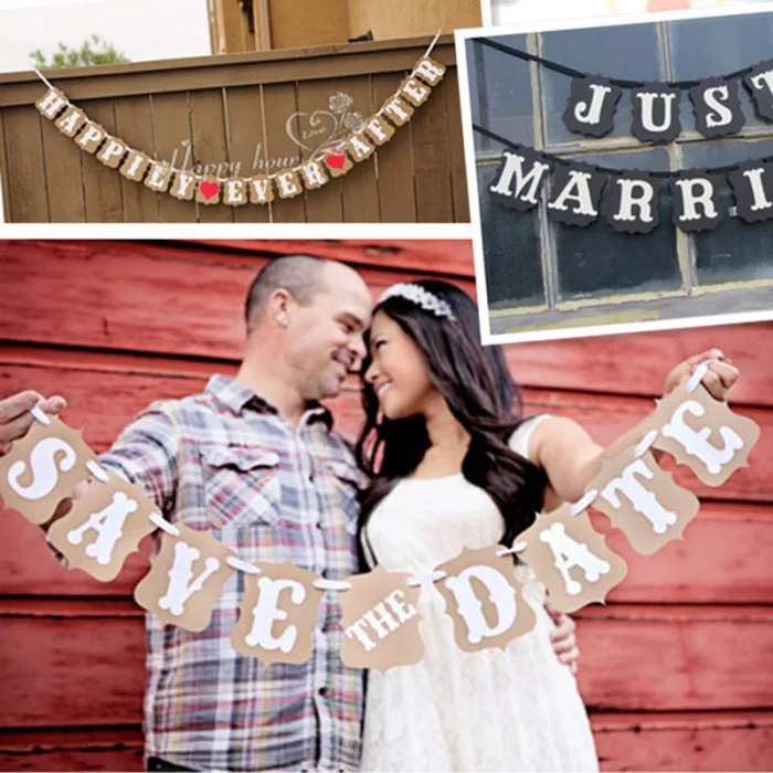 Letters Banner Bunting Hanging Flag Decoration Portable for Garden Wall Wedding TB Sale