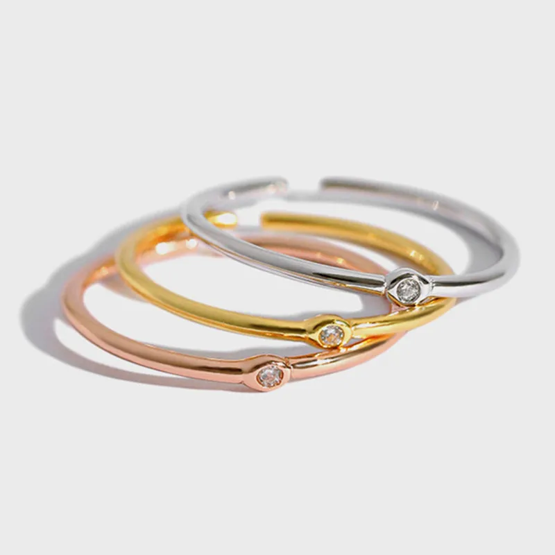 Flyleaf 18k позолоченное циркониевое тонкое Открытое кольцо для женщин