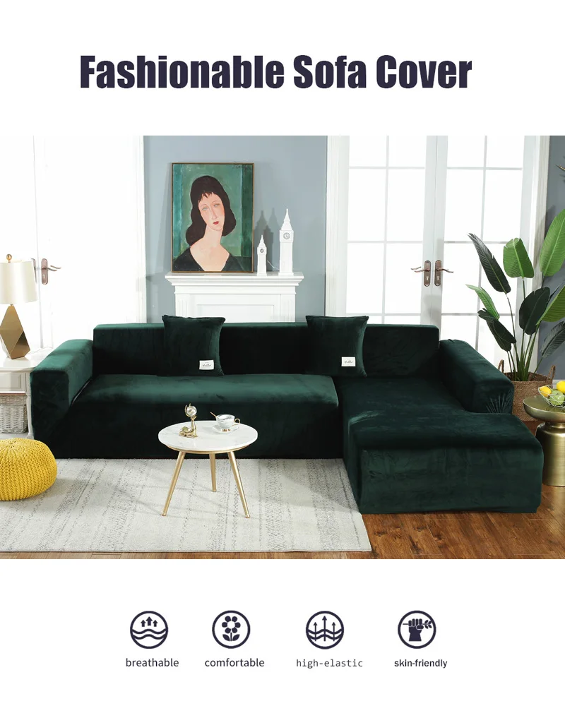 Plush Sofa Cover Leather Corner Sectional Couch Covers Set Cover L