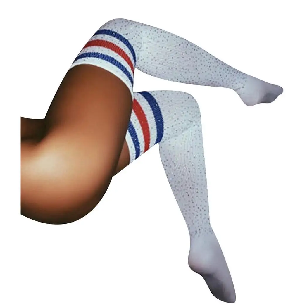 Новые модные женские повседневные гольфы в полоску с искусственным камнем 70 см для девочек пара носков(2 шт.) со стразами