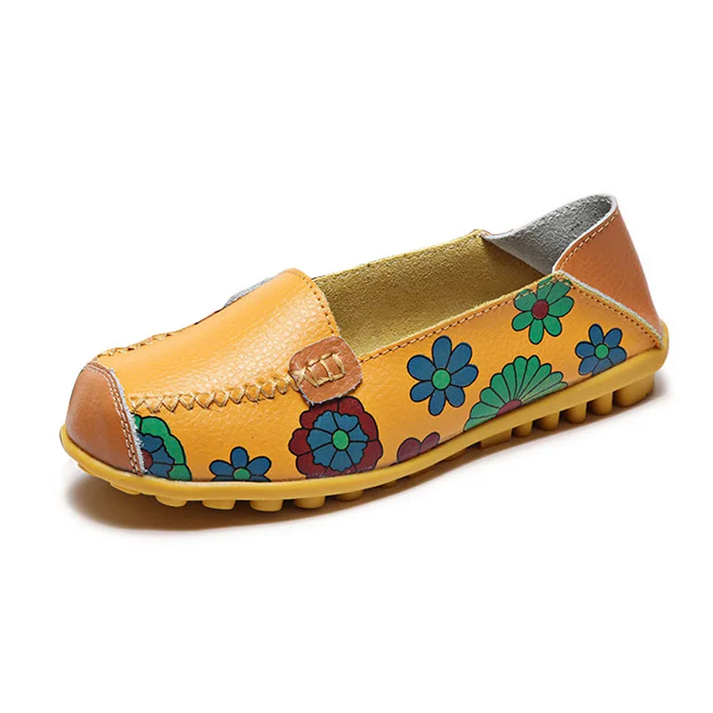 

2019 New Arrivals Women Shoes Flats Genuine Leather Loafers Fashion Moccasins Shoes Women Slip On Ballet Flats Printing Shoes