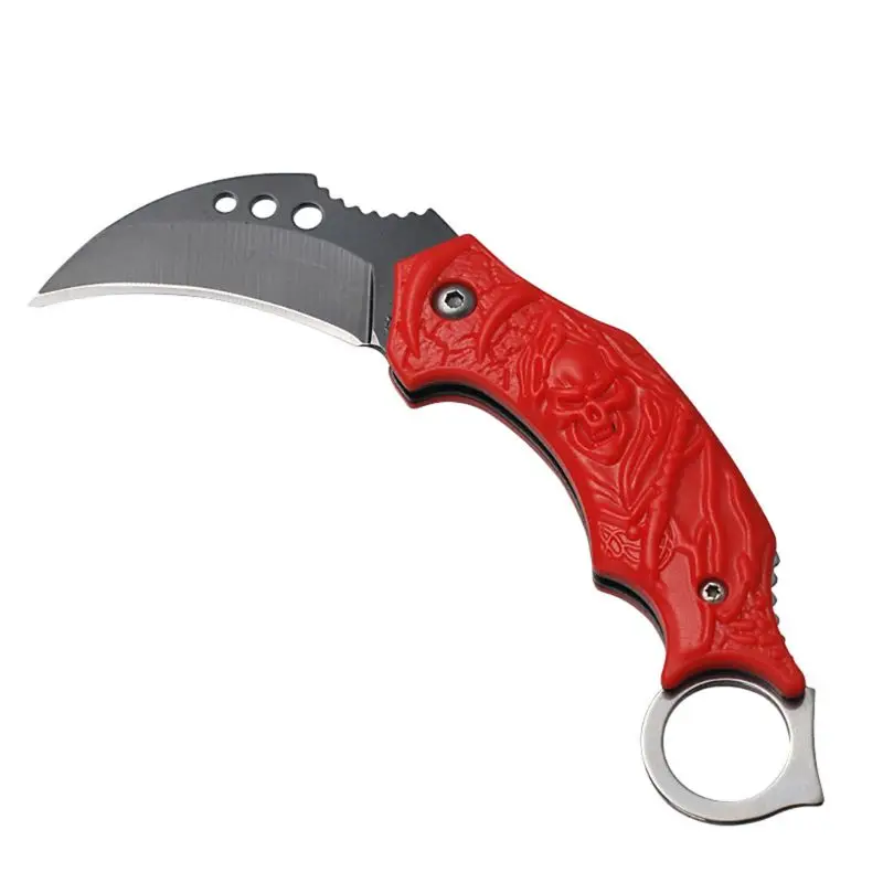 Outdoor Camping Folding Blade Portable Combat Hand Tools Eagle Claw Self-defense Knife with Hanging Hole - Цвет: Red