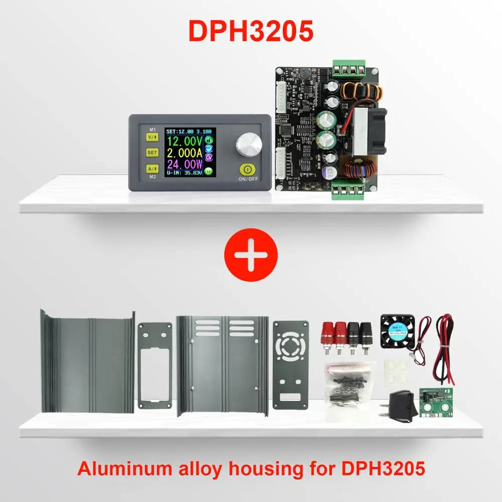 RD DPH3205 понижающий преобразователь постоянного напряжения тока программируемый цифровой контроль питания цветной ЖК-вольтметр 32 В 5A - Цвет: DPH3205 and case-A2