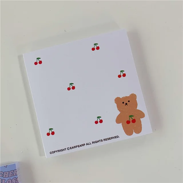 50 Sheets Cute Ins Bear Sticky Notes Loose Leaf Decoration Memo Pad Planner To Do List School Office Paper Notepad Stationery 1Pc 50 sheets H