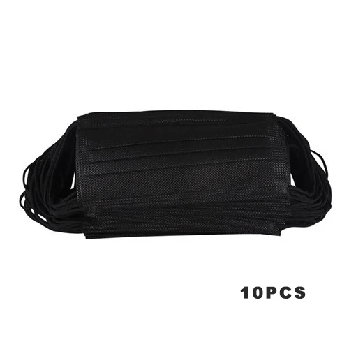 black 10Pcs 50 шт./упак. нетканые одноразовые маски для лица 2 Слои медицинский стоматологический ушной активированный уголь Анти-пыль лицо хирургические маски - Цвет: black 10Pcs