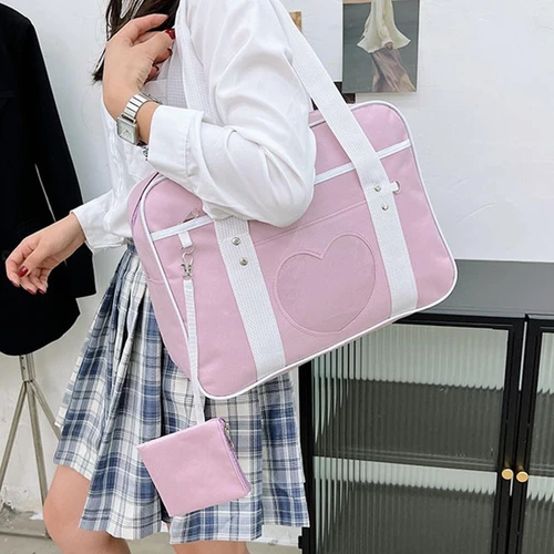 일본 Preppy 스타일 유니폼 숄더 가방 경량 캐주얼 소녀 로리타 짐 핸드백 대용량 토트 패션 학교 가방 2