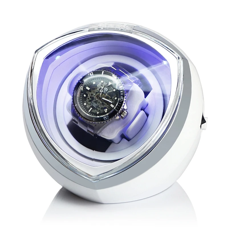 

New Single Watch Winder for Automatic Watches Watch Box Automatic Winder Storage Display Case Box White US Plug