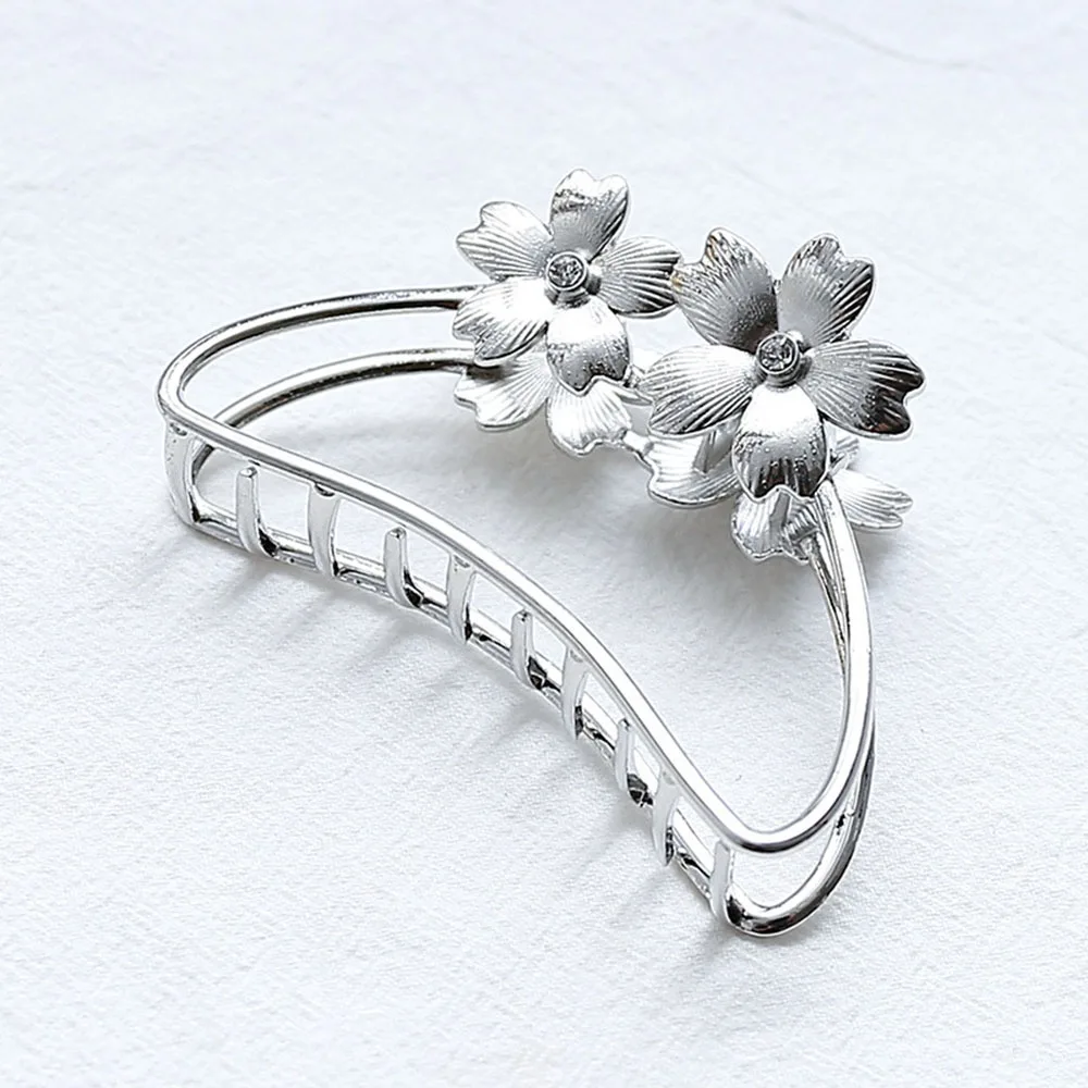 silver Модная Заколка-краб для волос с геометрическим рисунком, имитация жемчуга, заколка-краб, Ретро стиль, в форме сердца, хрустальные заколки для волос, аксессуары для волос для женщин - Цвет: silver