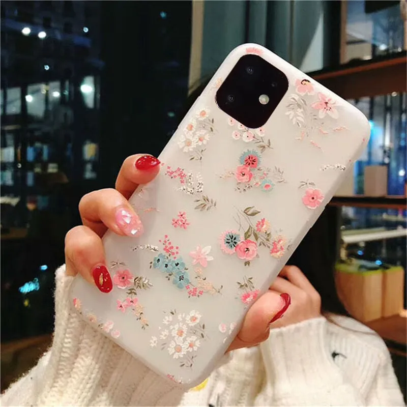 3D Flower Silicone Phone Case For iPhone 11 Pro Max X XR XS Max 7 8 6 6S Plus 5 5S SE Colorful Floral Soft TPU Back Cover Case