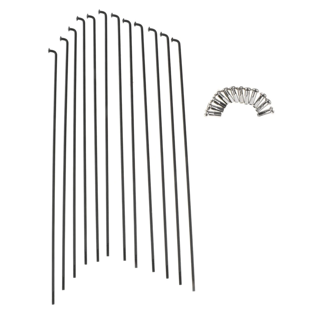 Bike Bicycle Spokes 177mm-273mm Mountain Bike Spokes with Nipples Black 177-273mm Bike Bicycle Spokes 177mm-273mm Mountain Bike Spokes with Nipples Black 177-273mm