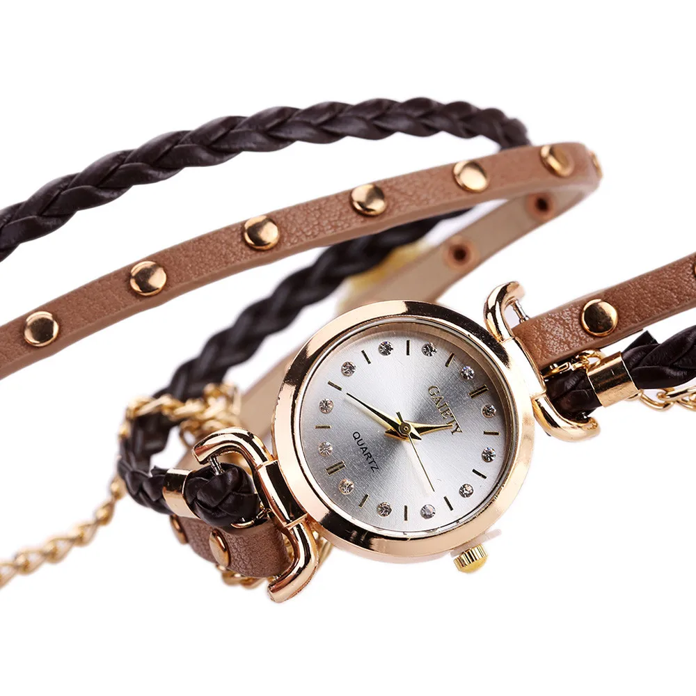 Reloj mujer дамский браслет студенческий стол маленький твист кожаный браслет с заклепками часы настольные модные женские часы подарок Прямая поставка#91755