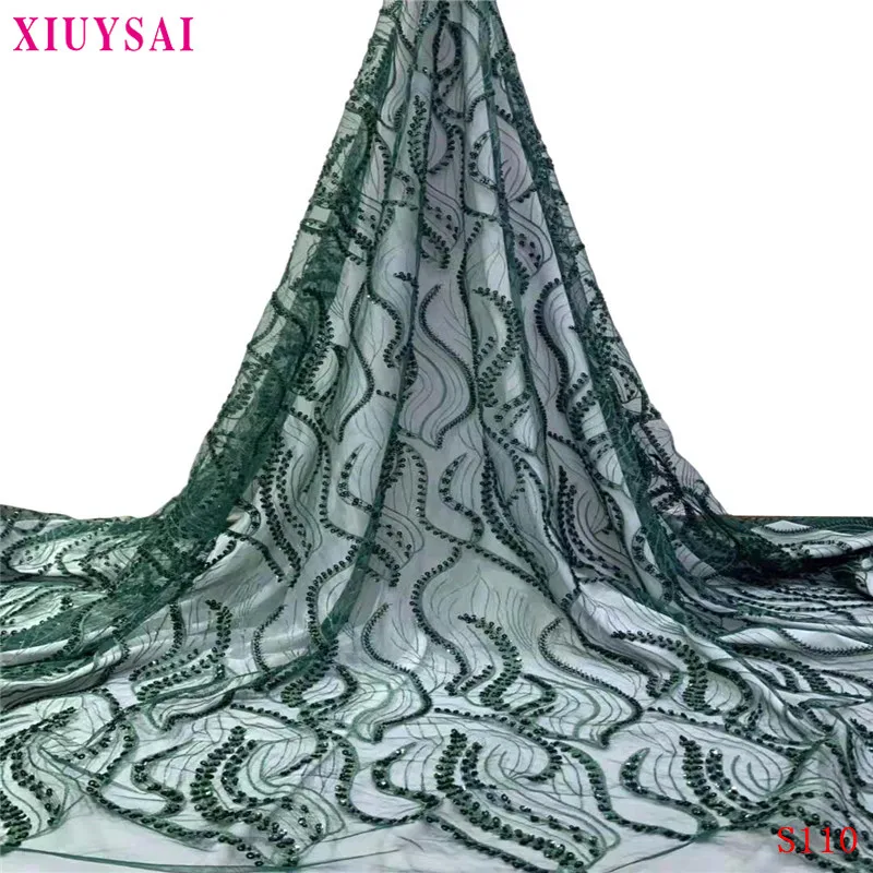 XIUYSAI, кружевная ткань,, высокое качество, французский тюль, кружевная ткань, Золотая кружевная отделка, роскошное, ручная работа, бисерное кружево, S110