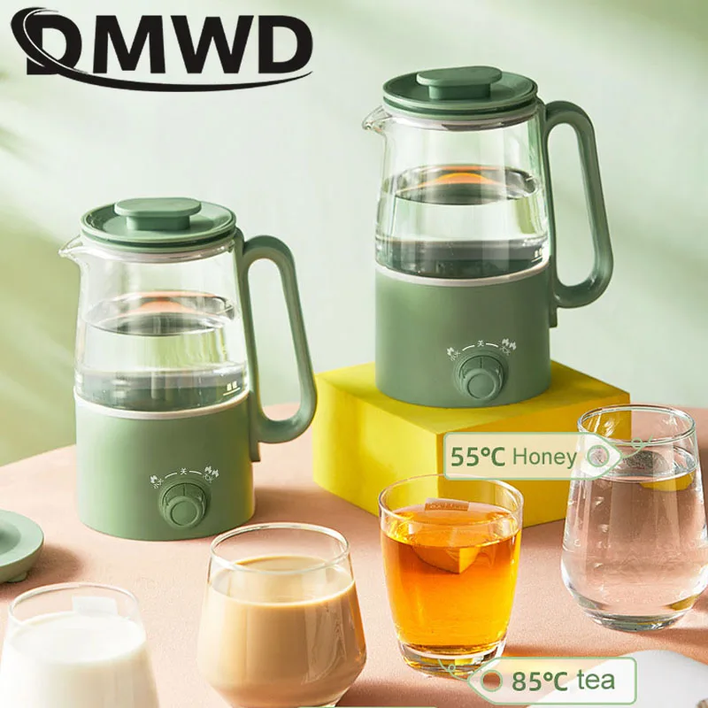 DMWD Household Mini Health Preserving Pots Electric Kettle Grass Water Heater Cup Milk Dessert Heating Pot Slow Cooker 500ml EU
