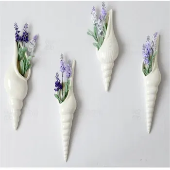 

2021NEW Creative Conch Shell Wall Flower Vase ceramic three-dimensional wall decorative artifact background wall decoration