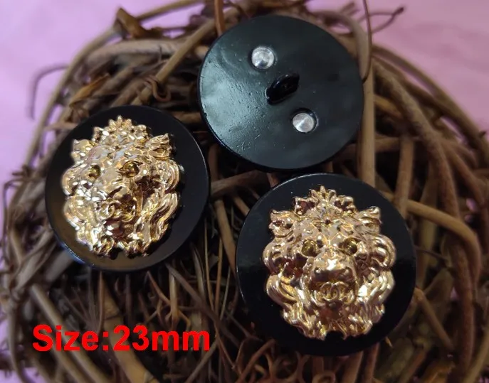 NO2 Size 23mm black Новинка, 10 шт., Высококачественная модная металлическая куртка с золотой головой льва, пальто на пуговицах, рубашка на пуговицах, размер 23 мм, по всему миру - Цвет: NO2 Size 23mm black