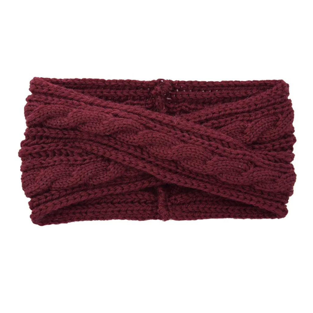 Women Warmer Ear Headband Thermal Hand Knitting Wool Cross Knot Head Hairband Turban Sweet Girls Hair Hairband Winter Headwear