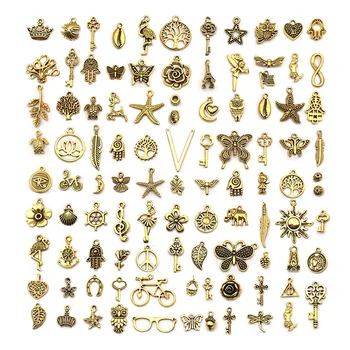 

100pcs/lot Random Mixed Alloy Butterfly Keys Charms For Jewelry Making DIY Necklace Bracelet Craft Findings