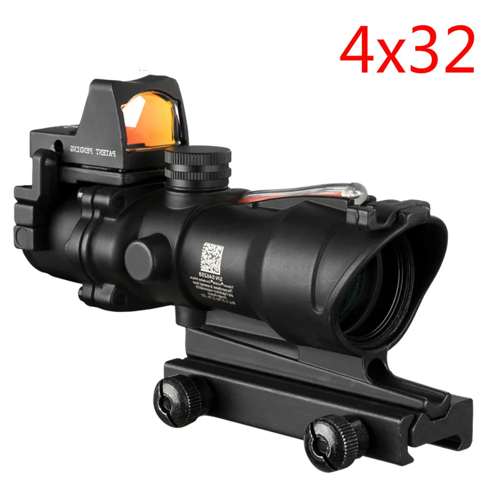 Охотничий Прицел ACOG с небольшим раковиной оптический прицел красной точкой 4 × 32