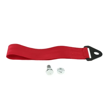 

Car 2 Ton Tow Hauling Towing Strap Rope Loop with Bolt Hook - Red
