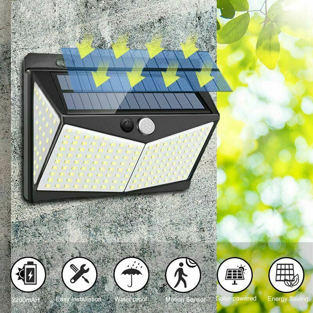 

218 LED Solar Light Outdoor Solar Lamp Powered Sunlight Waterproof PIR Motion Sensor Street Light for Garden Decoration