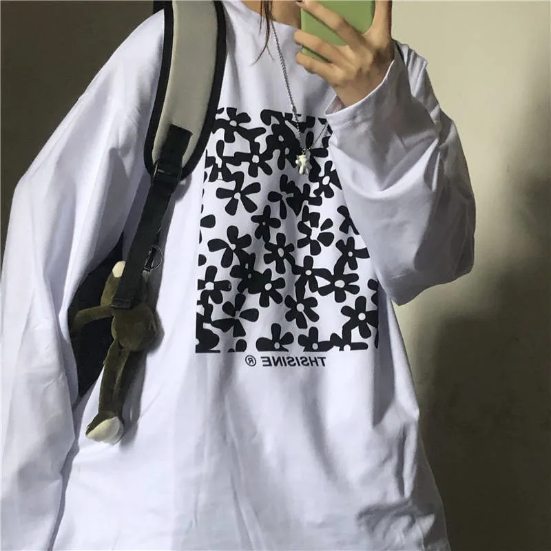 Harajuku белая женская Повседневная футболка уличная женская футболка с длинным рукавом модная Kpop футболка одежда в стиле панк хип-хоп толстовки