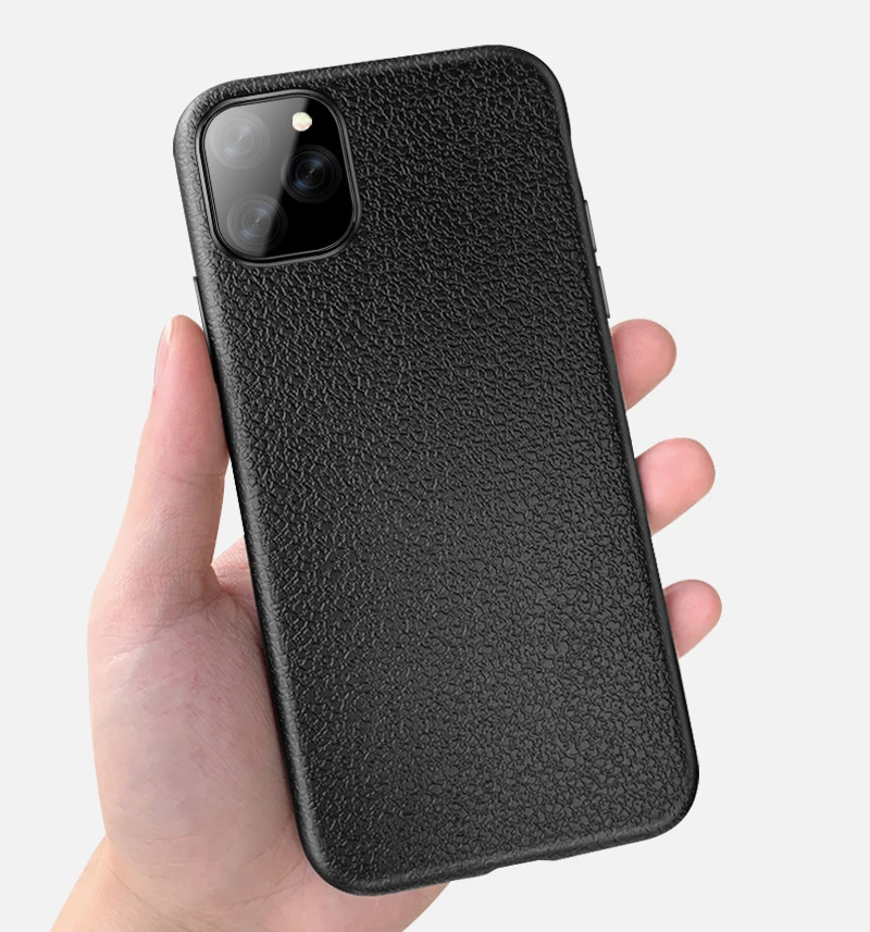100 шт Роскошные кожаные чехлы с текстурой личи для iPhone 11 Pro Max XS XR X 8 7 6 6S Plus противоударный мягкий ТПУ чехол