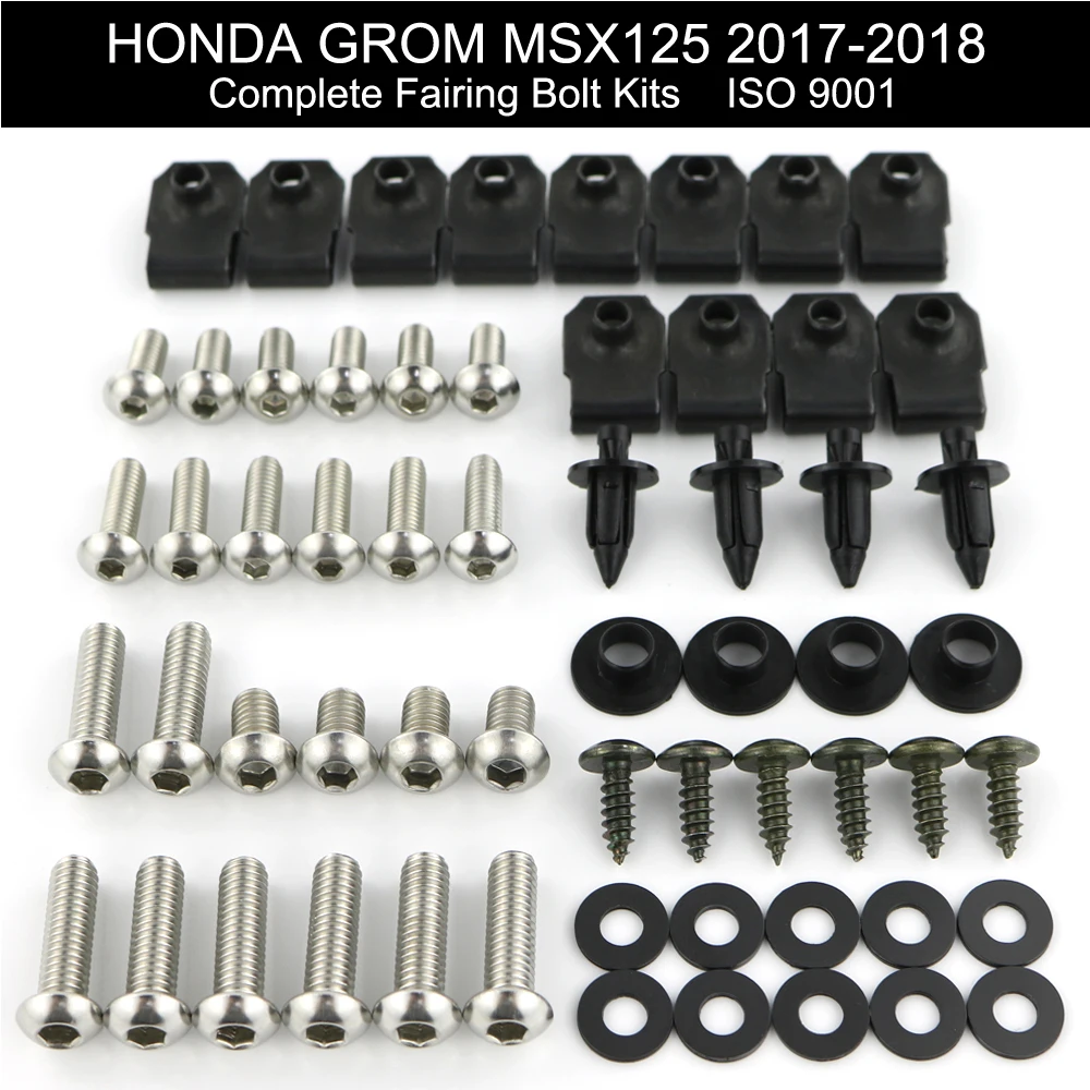 

Fit For HONDA GROM MSX125 2017 2018 Motorcycle Complete Full Fairing Bolts Kit Speed Nuts Fairing Clips Screws Stainless Steel