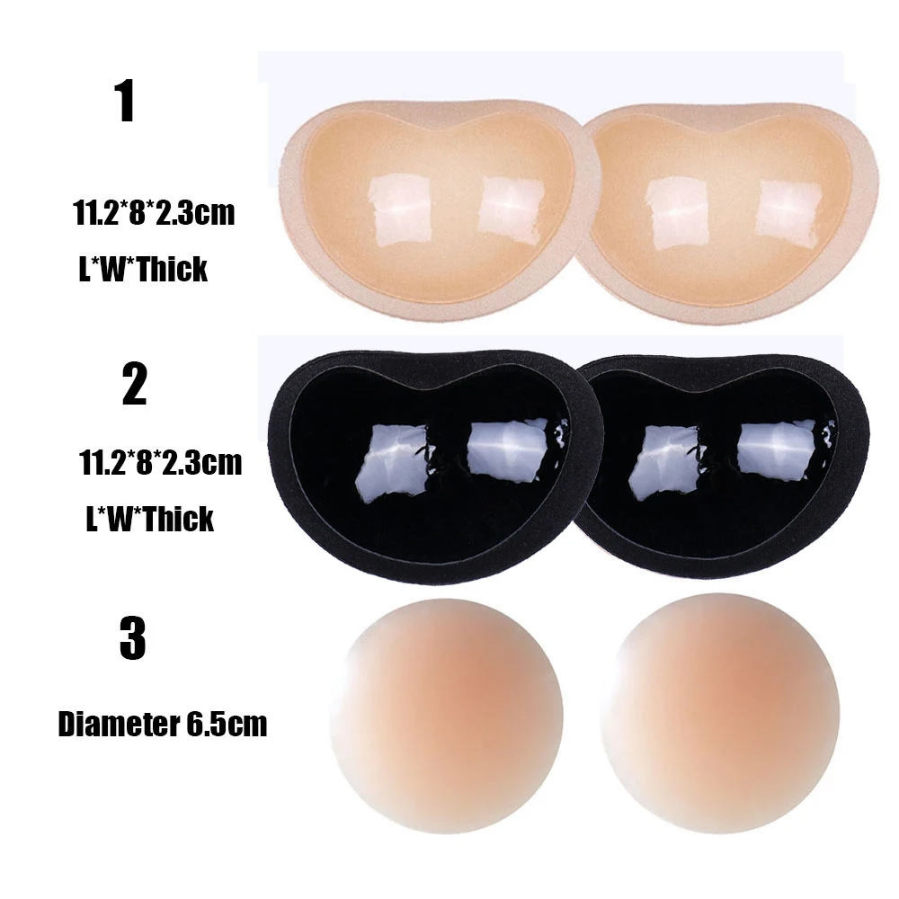 1 Pair Swimsuit Bikini Padded Paste Small Bust Thicker Padding Breathable Insert Sponge Bra Self-adhesive Invisible Chest Pads swimsuit chest pads