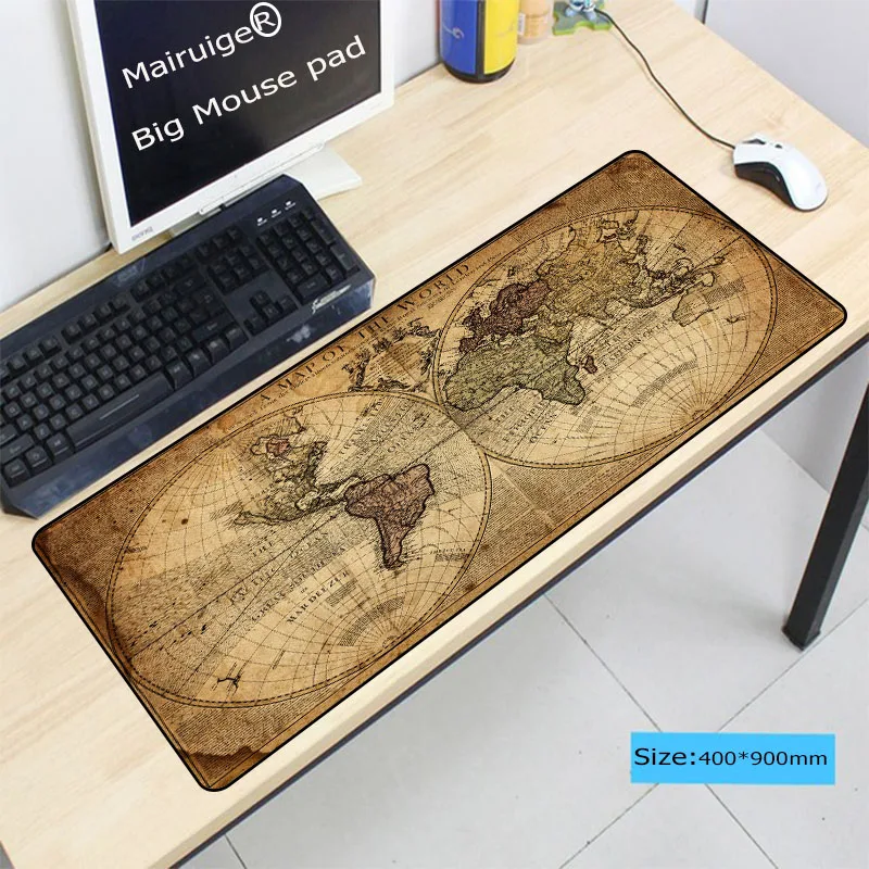  World Map Rubber Large Lock Edge mouse mat desk mats big mousepads gaming rug XL for office work/ L