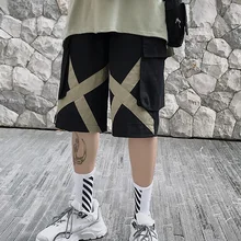 Мужские шаровары с несколькими карманами, хип-хоп шорты, клетчатые шорты, мужские повседневные уличные модные брюки-карго, мужские шорты в стиле пэчворк