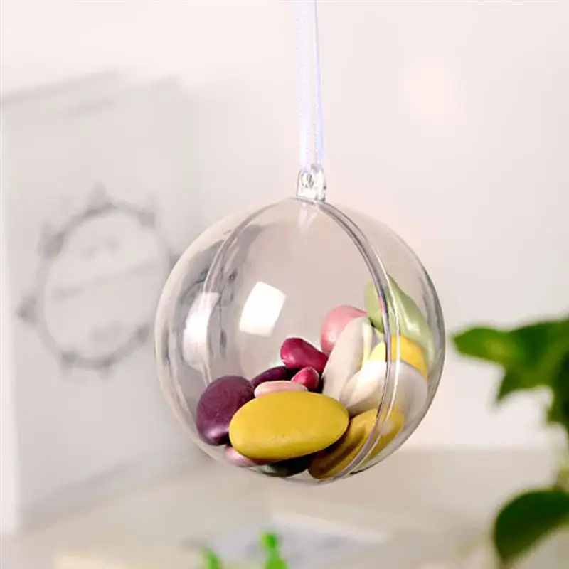 

1pcs Christmas Ball Clear Candy Box Transparent Snack Empty Box For Christmas Tree Hanging Decor Ball Xmas Party Supplies A2