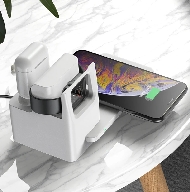 3 in1 Wireless Charger For iPhone 11 Xs AirPods Apple Watch headphones Wireless Charging Stand for iWatch iPhone 11Pro Xr Xs Max