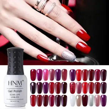 

HNM 8ML 6Pcs Set Gel Nail Polish Red Color Series Soak Off Nail Varnish UV LED Semi Permanent Salon Manicure Cherries Red