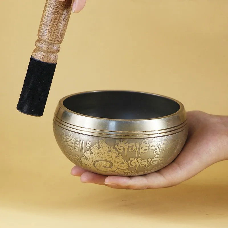 New Nepal Handmade Tibetan Singing Bowl Set Decorative-wall-dishes  Resonance Healing Meditation Yoga Bowl with Mallet 3