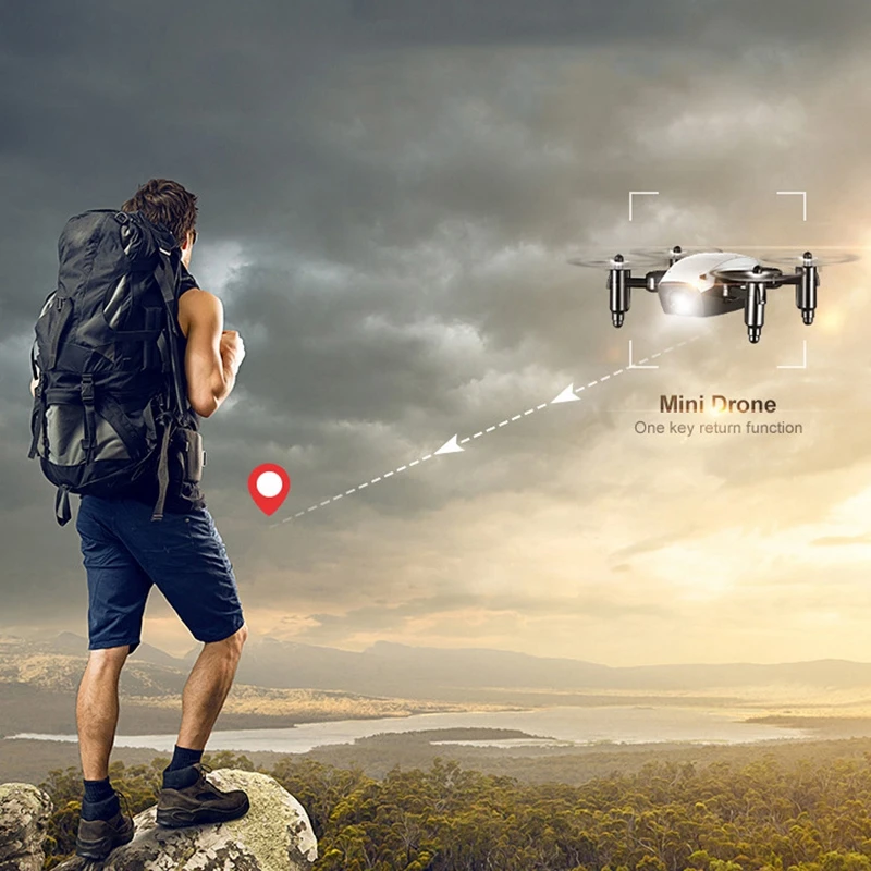 S9 Foldable 2.4GHz 6-Axis Real-Time Transmission Drone Headless One Key Return RC UFO Aircraft(Without Camera)With light white