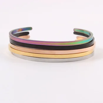 

Custom 4MM Stainless Steel Engraved Positive Inspirational Quote Cuff Mantra Bracelet & Bangle for Men Women Fashion Jewelry