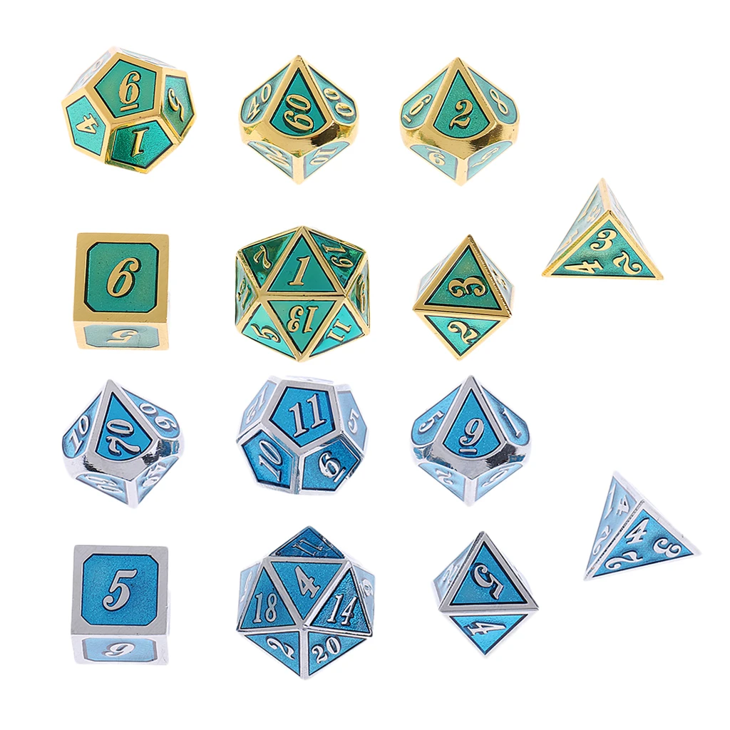 14x многогранные кубики из сплава D4-D20 TRPG Плашки для MTG TRPG ролевые игры