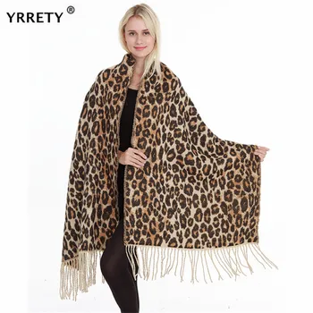 

YRRETY Leopard Print Scarf Women Fashion Dot Tassel Viscose Shawl Scarf Ladies Print Soft Warmer Wrap Pashminas Muslim Hijab