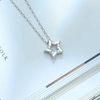 

S925 Sterling Silver Clavicle Chain Simple Korean Flash Diamond Star Necklace Female Cute Sweet Pendant Silver Jewelry