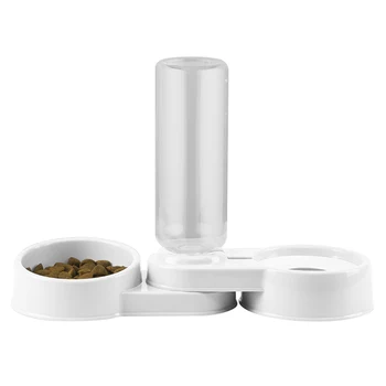 

Food Dispenser 2 In 1 Corner Dogs Cats Save Space 750ML Bowl Multifunction Home Leakproof Pet Automatic Drinking Water Feeder