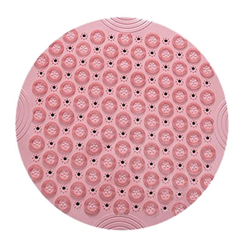 Бытовой коврик для ванной и душа нескользящий коврик для ванной ПВХ круглый коврик для душа Противоскользящий Массажный коврик прочный дренажный коврик для ванной - Цвет: Розовый